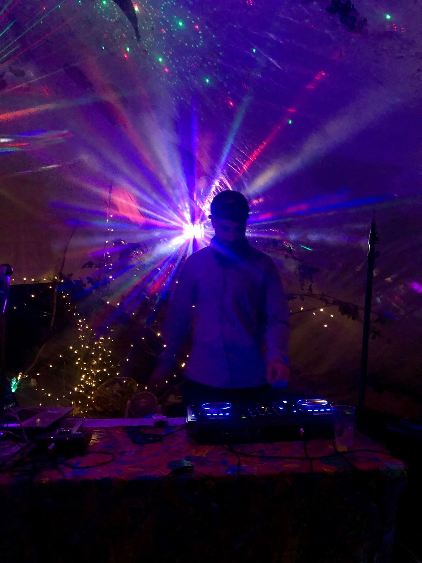 DJ set in purple light
