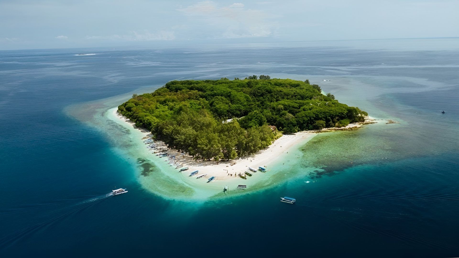 Gili Nanggu private island from the air