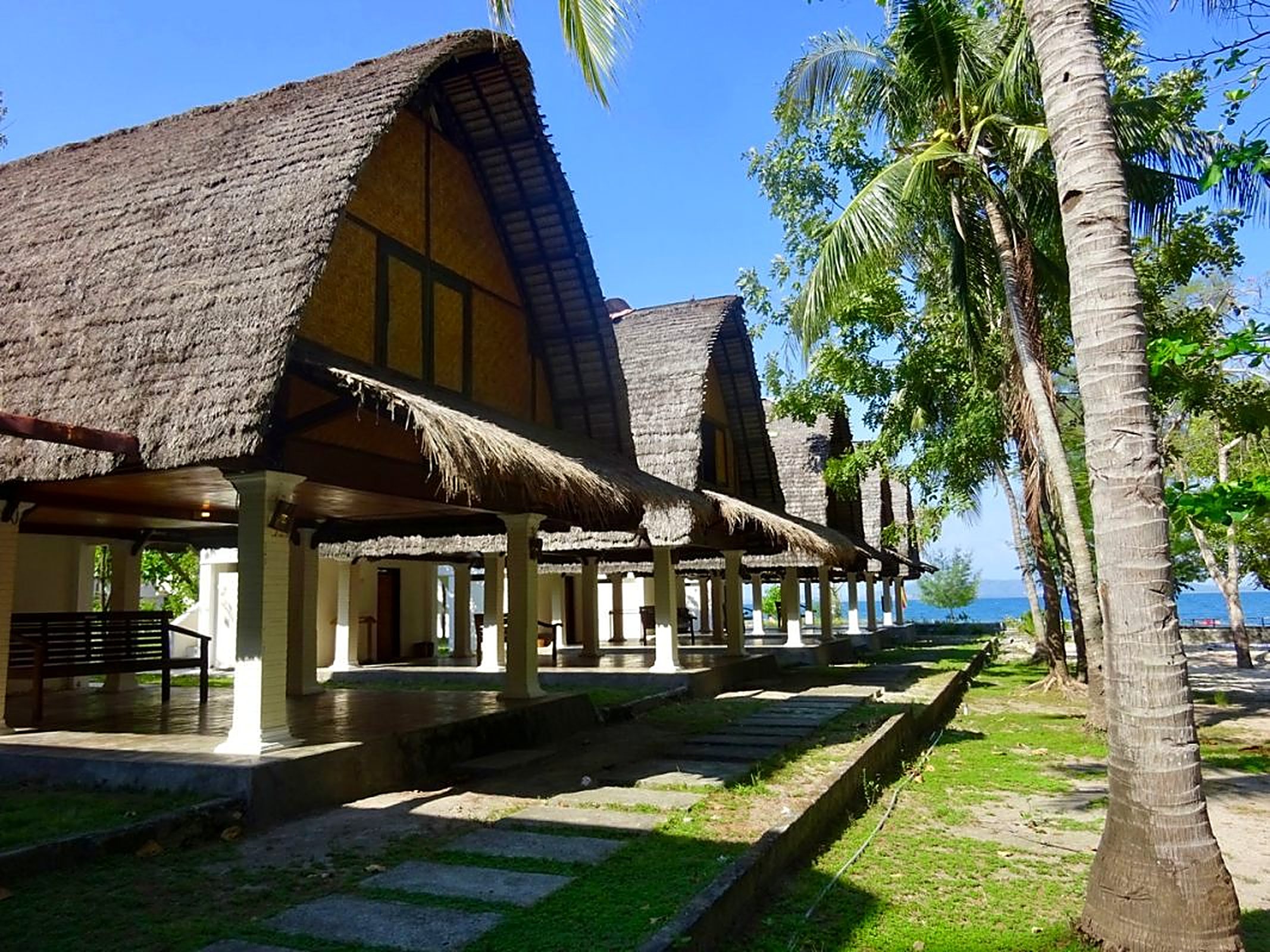 Beachfront huts on the island