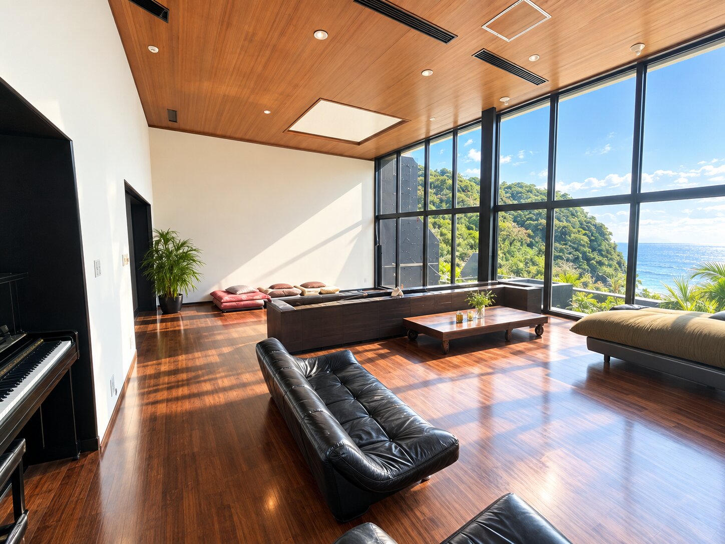 The Mobius Stage: the villa's glass-walled lounge